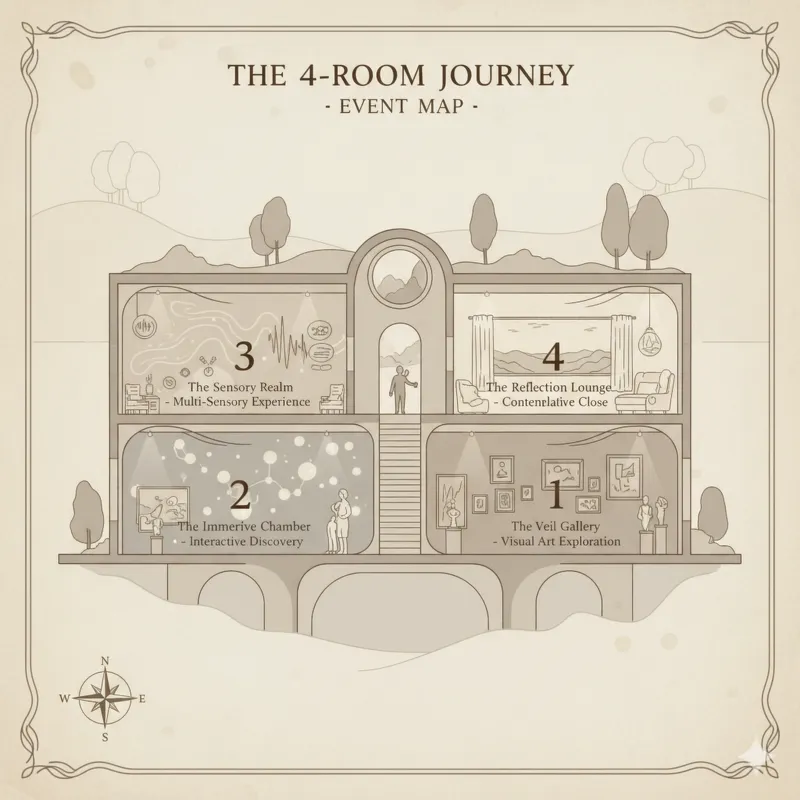 Beyond the Veil Venue Map - Four Room Layout